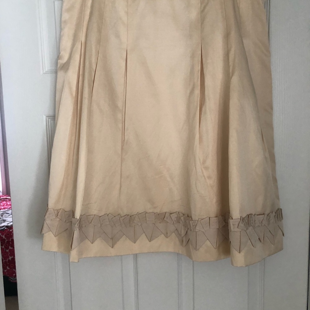 Talbots Cream A-Line Skirt with Geometric Trim
